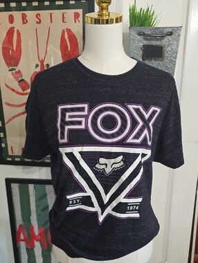 Buckle FOX Racing Graphic Logo Tee in Navy with Purple & White